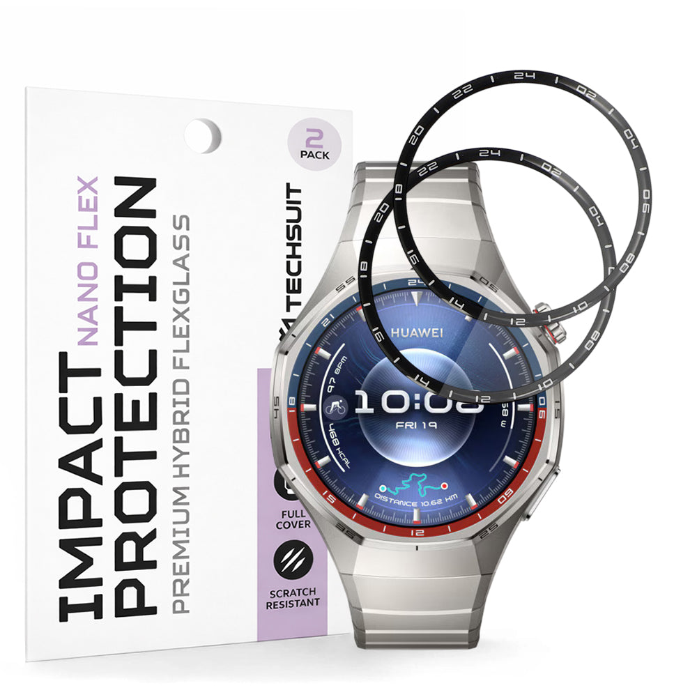 Skyddsfilm Techsuit Nano Flex för Huawei Watch GT 6 Pro, Set med 2 stycken, Plast, Svart