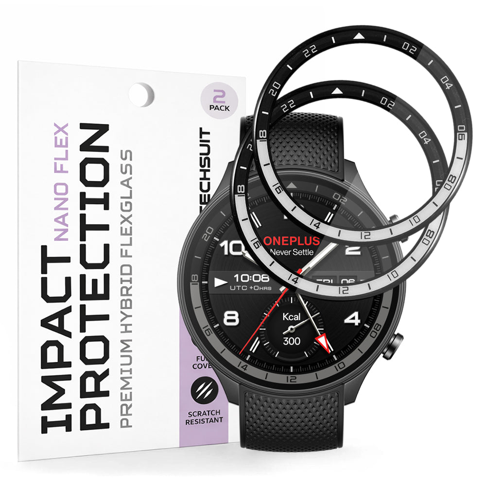 Skyddsfilm Techsuit Nano Flex för OnePlus Watch 2R, Set med 2 stycken, Plast, Svart