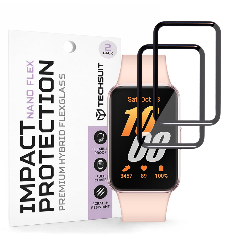 Techsuit Nano Flex skyddsfilm för Samsung Galaxy Fit3 R39M, Set om 2 stycken, Plast, Svart