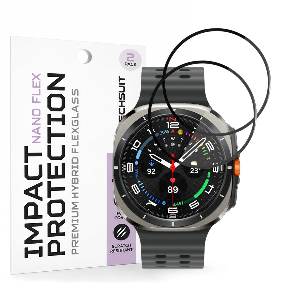 Skyddsfilm Techsuit Nano Flex för Samsung Galaxy Watch Ultra, Set med 2 stycken, Plast, Svart