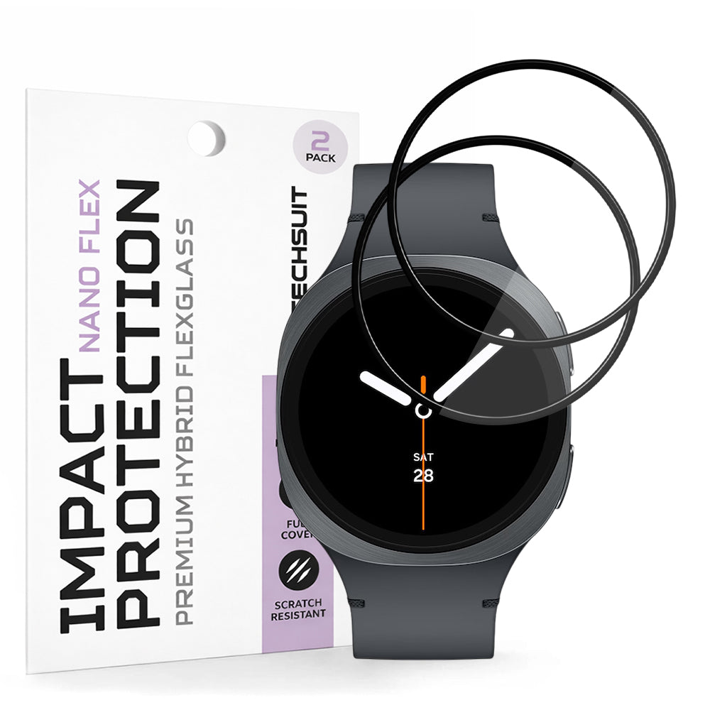 Skyddsfilm Techsuit Nano Flex för Samsung Galaxy Watch8 40mm, Set med 2 stycken, Plast, Svart