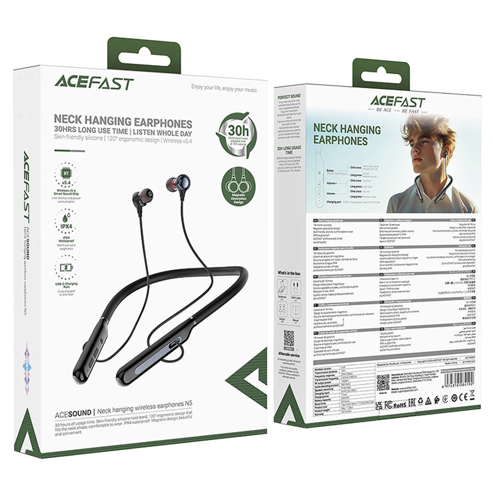 Handsfree Bluetooth Acefast N5, A2DP, Svart