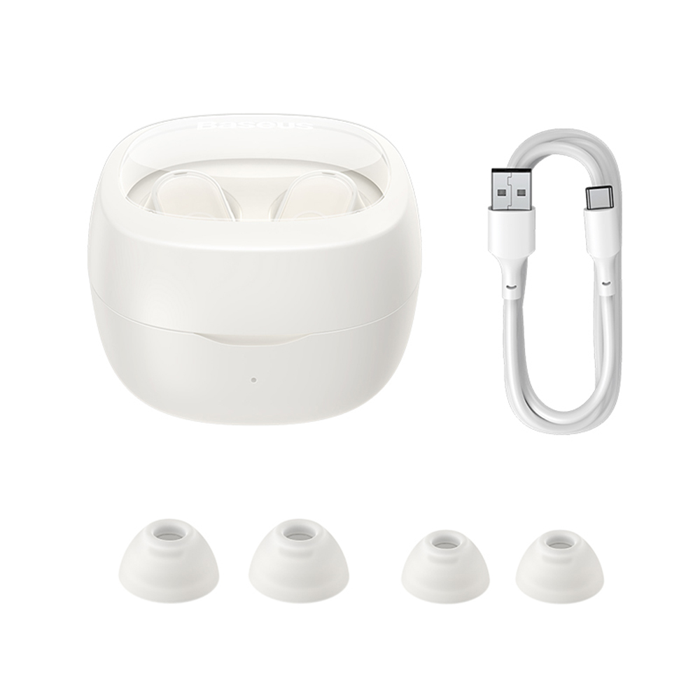 Handsfree Bluetooth Baseus Bowie WM02, TWS, Vit, Omslaget