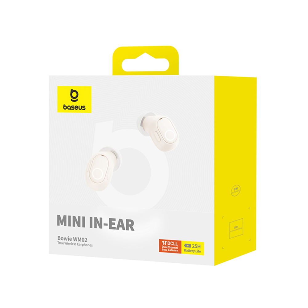 Handsfree Bluetooth Baseus Bowie WM02, TWS, Vit, Omslaget
