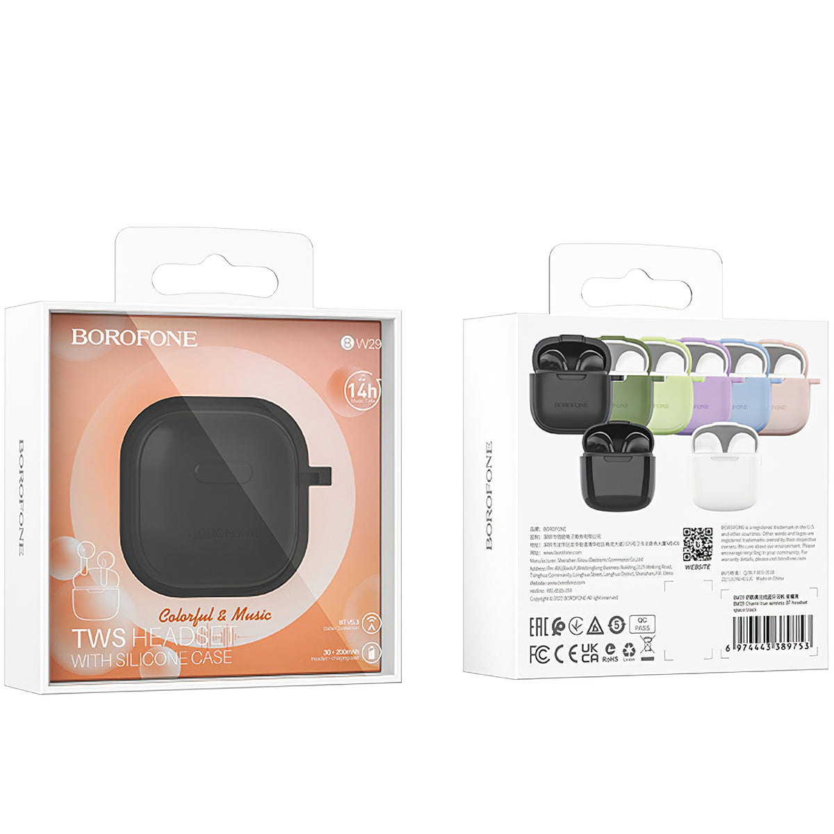 Handsfree Bluetooth-headset BW29, TWS, svart