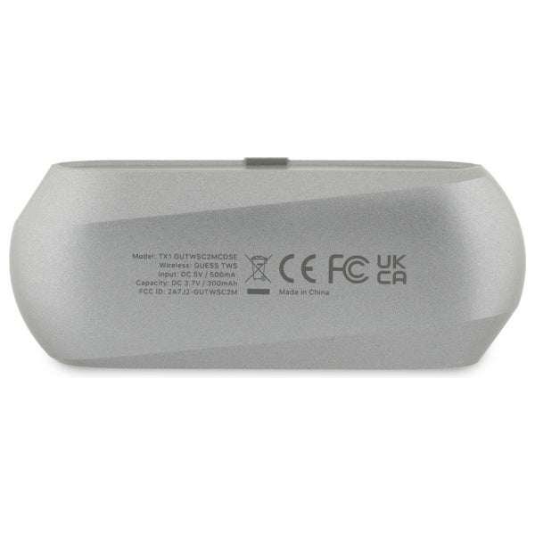 Handsfree Bluetooth Guess Elongated Metallic Printed Logo, TWS, Grå