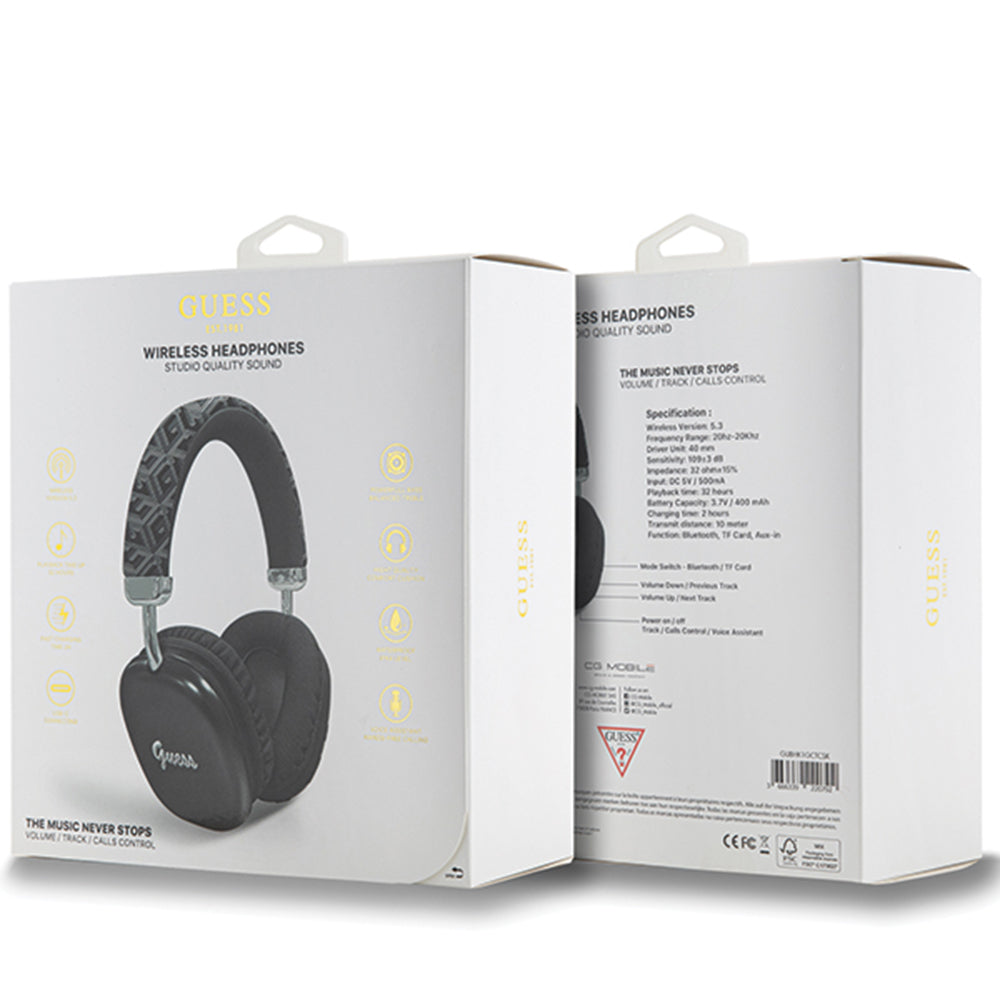 Handsfree Bluetooth Guess GCube Metallic Script Logo, A2DP, Svart