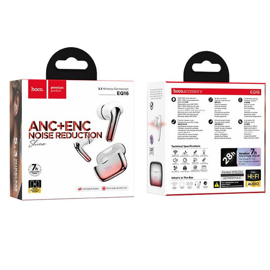 Bluetooth Handsfree Bluetooth HOCO EQ16, TWS, ANC, Röd
