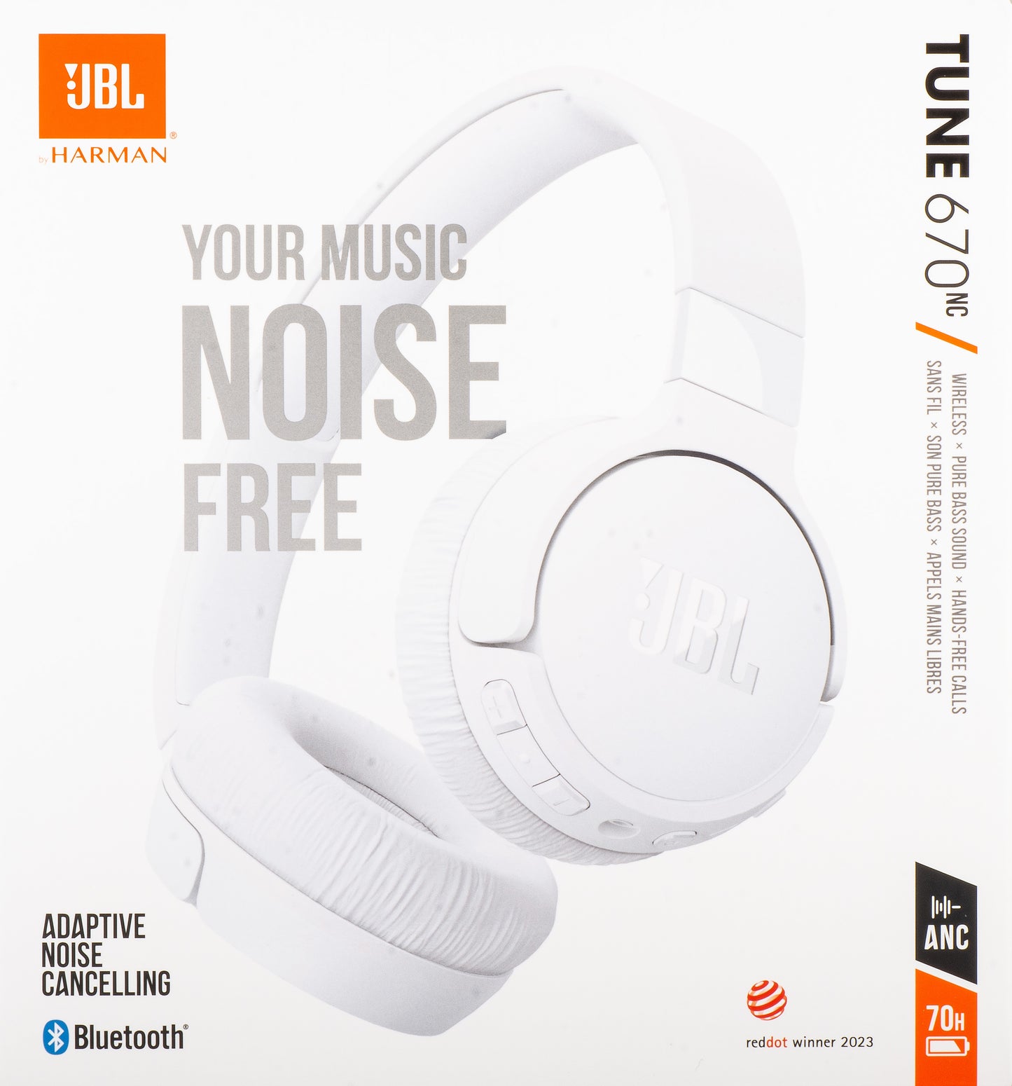 Handsfree Bluetooth JBL Tune 670NC, MultiPoint, A2DP, ANC, Vit JBLT670NCWHTAP