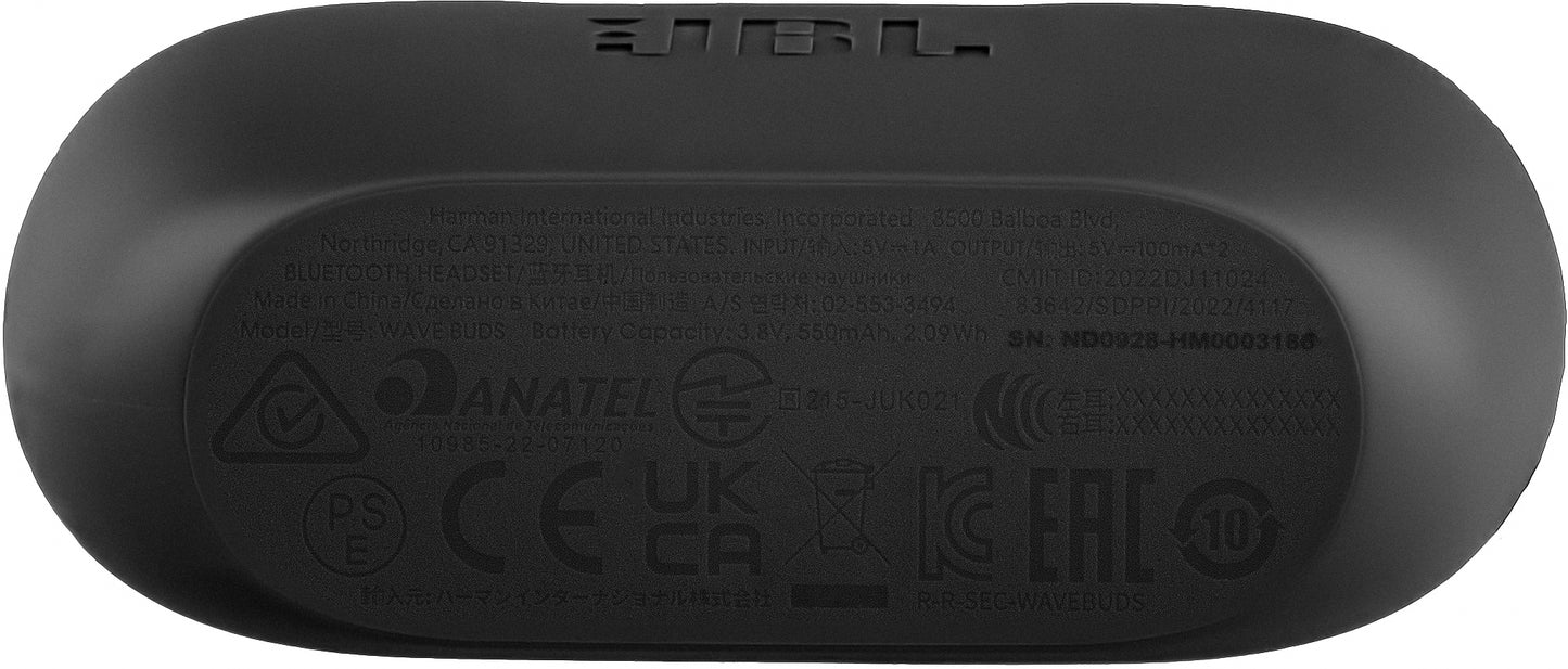 Handsfree Bluetooth JBL Wave Buds, TWS, svart JBLWBUDSBLK