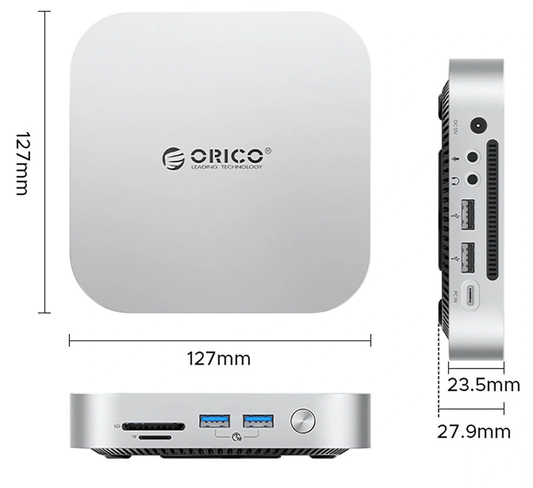 Orico MiniLink M49P Multifunktionell Hub för Apple Mac Mini M4, 9in1, Silver