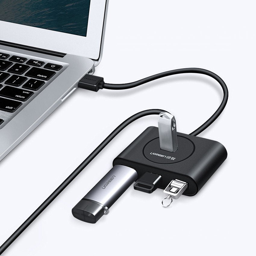 USB-hub UGREEN CR113, 4 x USB-A 3.0, 0,5 m, Svart
