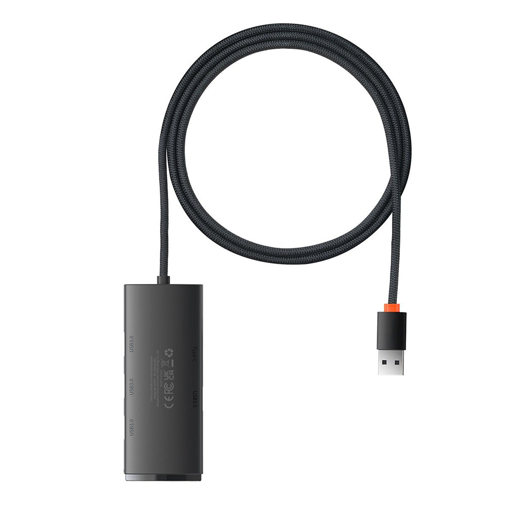 Hub USB Baseus Lite, 4 x USB-A 3.0 - 1 x USB-C, 1m, Svart WKQX030101