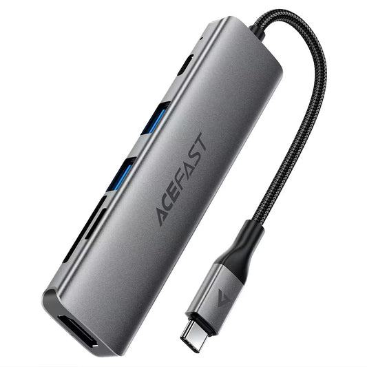 USB-C-hubb Acefast J18, 6-i-1, Grå