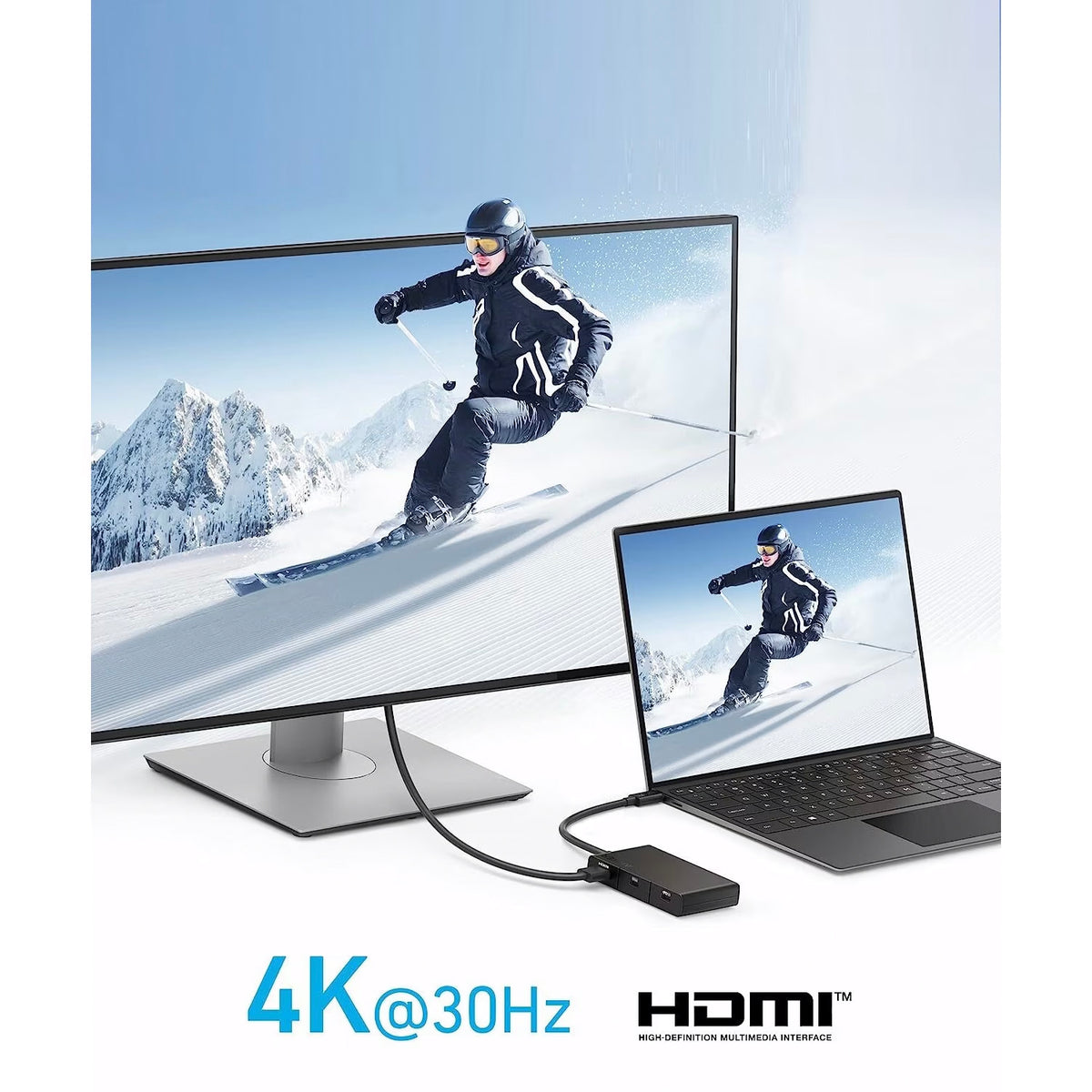 USB-C-hubb Anker 332, 2 x USB-A - 2 x USB-C - 1 x HDMI, Svart A8356G11