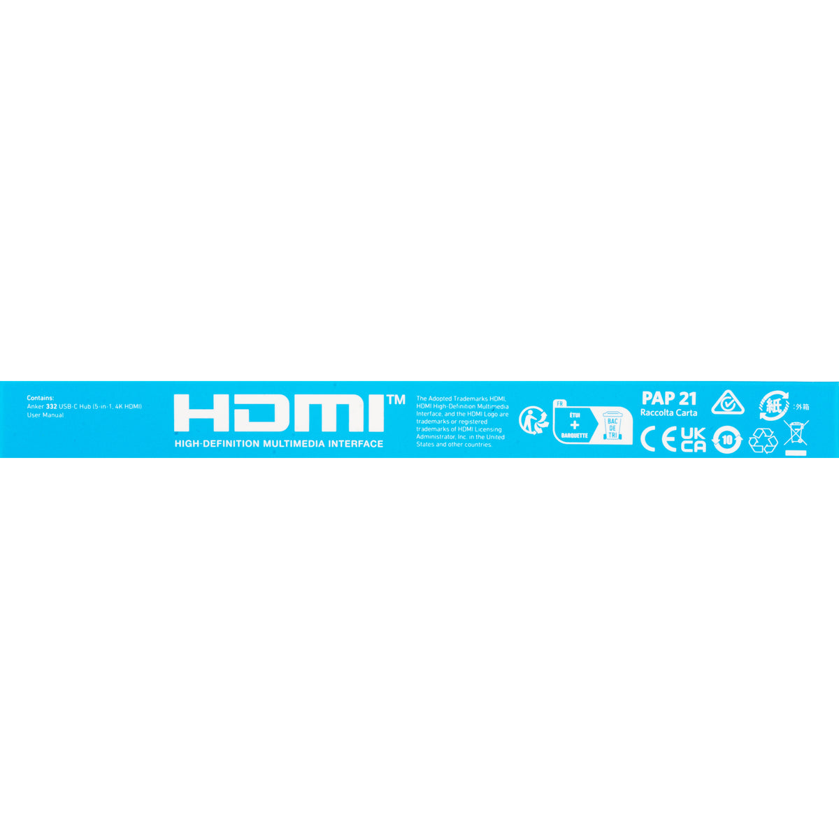 USB-C-hubb Anker 332, 2 x USB-A - 2 x USB-C - 1 x HDMI, Svart A8356G11