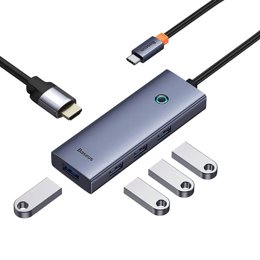 Baseus UltraJoy USB-C-hubb, 4 x USB-A 3.0 - 1 x HDMI, grå B00052809813-00