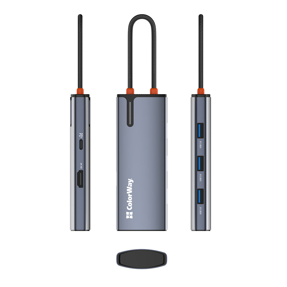 USB-C-hubb ColorWay CW-HUB01, 5-i-1, Silver