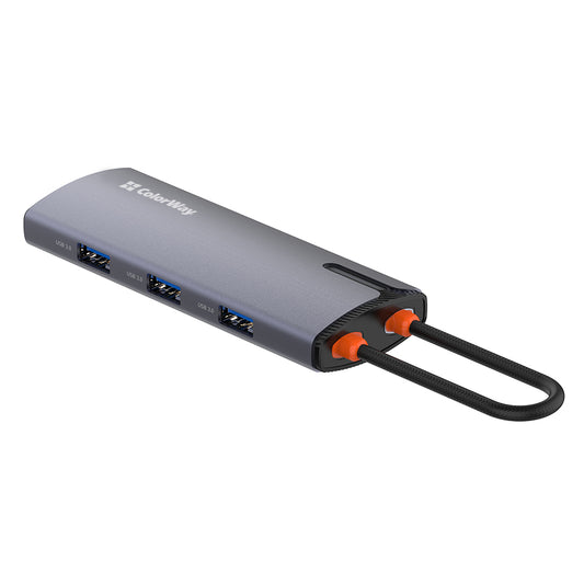 USB-C-hubb ColorWay CW-HUB03, 6in1, Silver