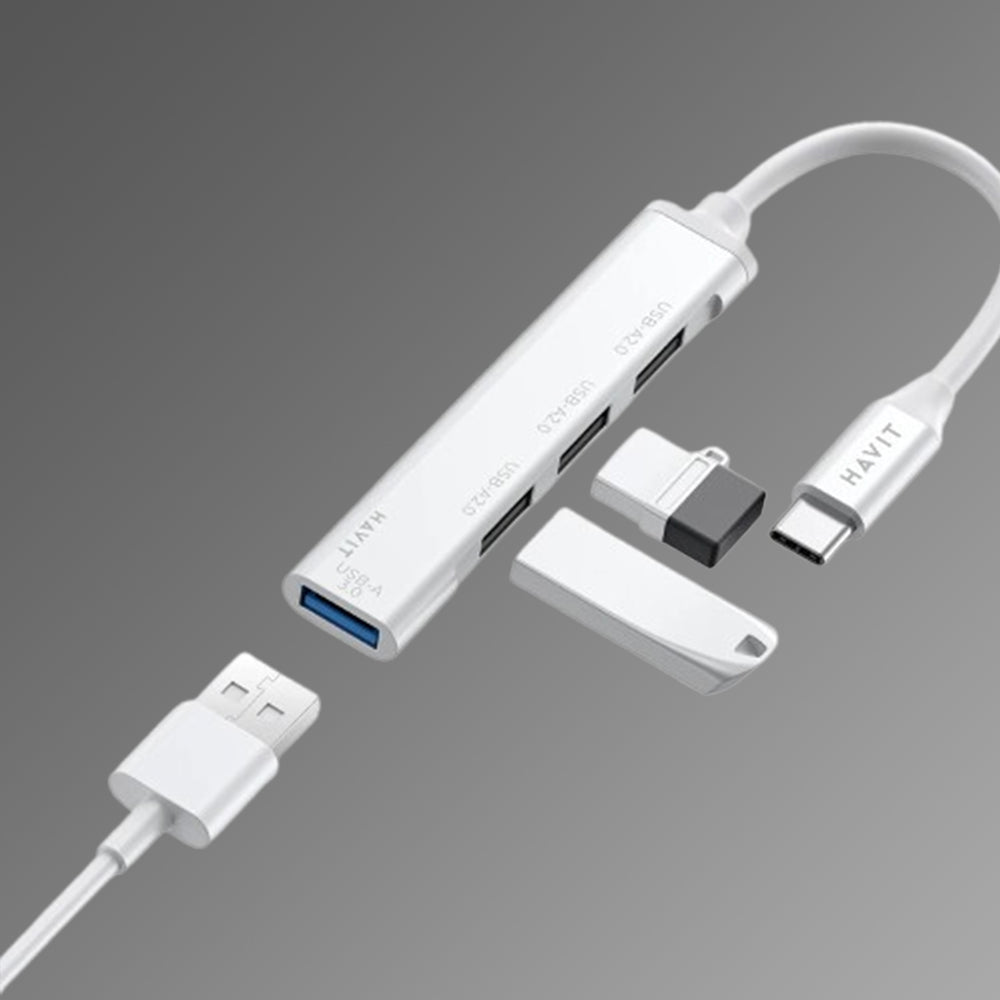 Hub USB-C HAVIT HB41, 4in1, Silver