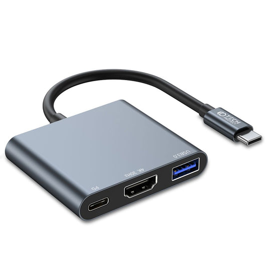 Nav USB-C Tech-Protect V1, USB-A 3.0 - 1 x USB-C - 1 x HDMI, Grå