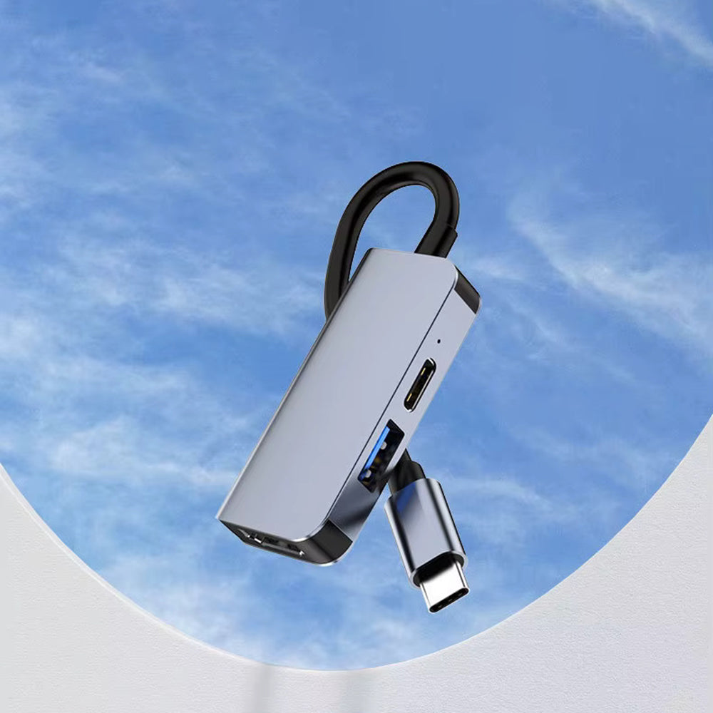 USB-C-hubb Techsuit H4 TurboChargeX, 3in1, Grå