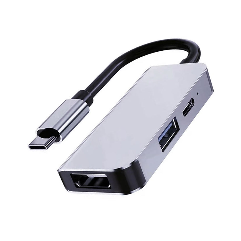 USB-C-hubb Techsuit H4 TurboChargeX, 3in1, Grå
