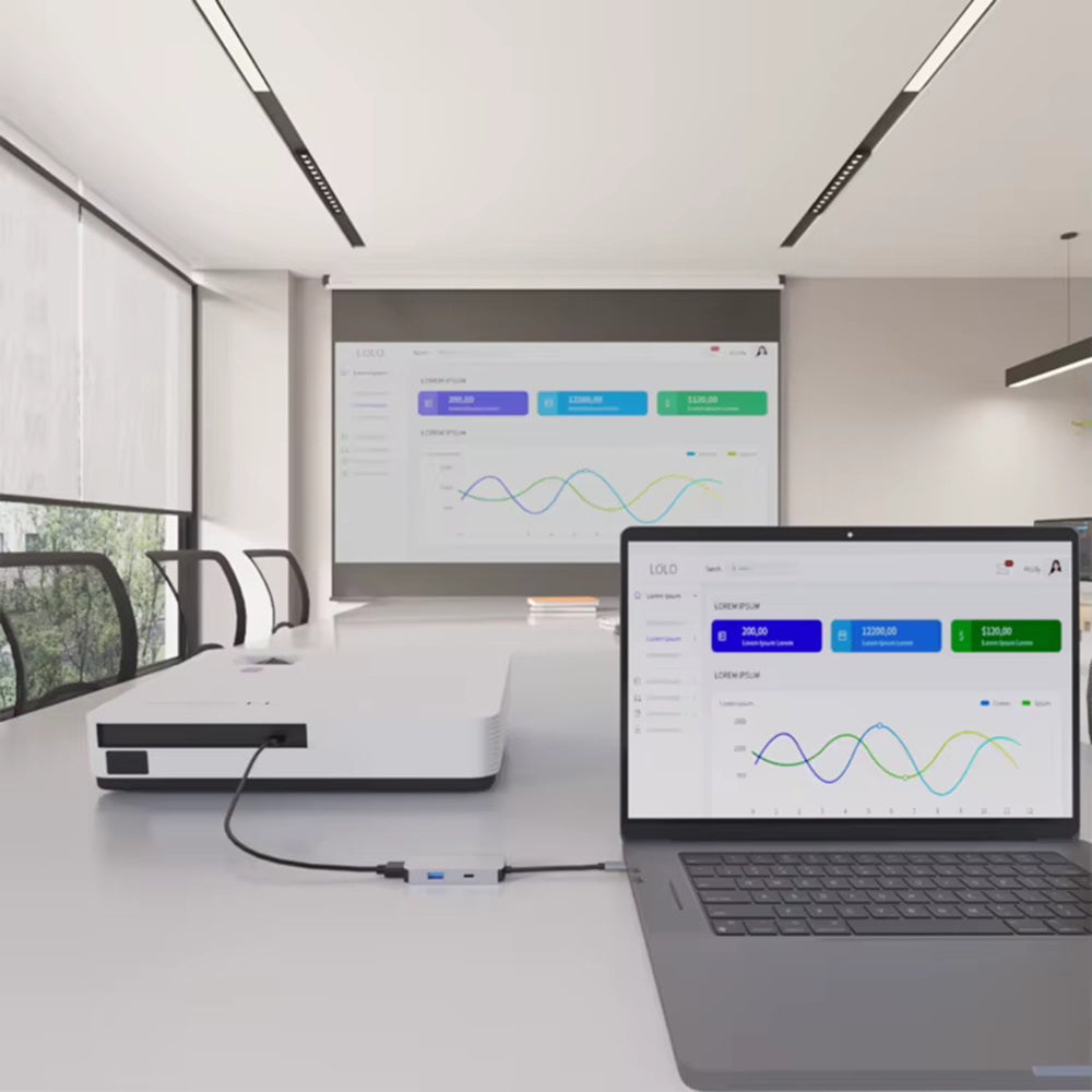 USB-C-hubb Techsuit H4 TurboChargeX, 3in1, Grå