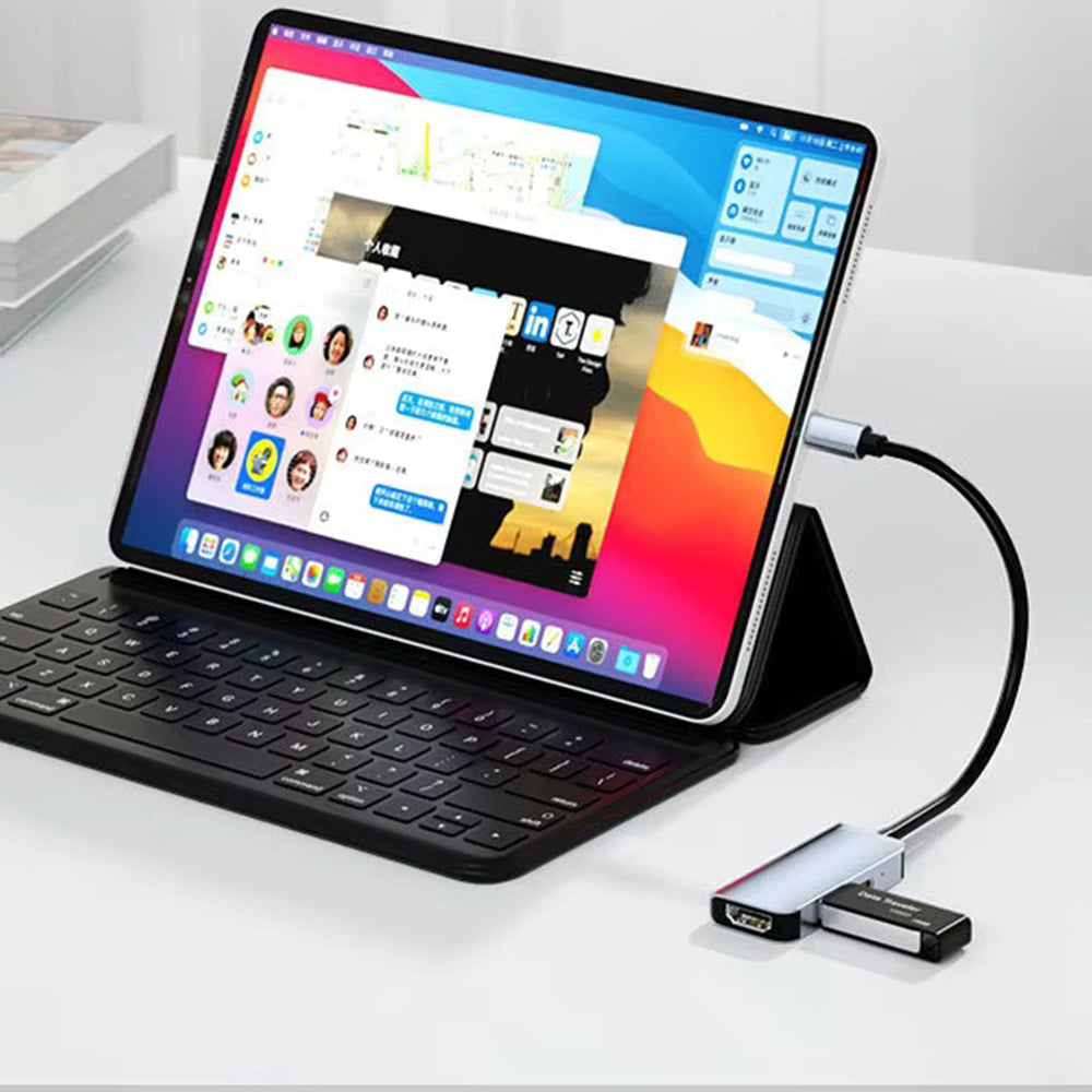 USB-C-hubb Techsuit H4 TurboChargeX, 3in1, Grå