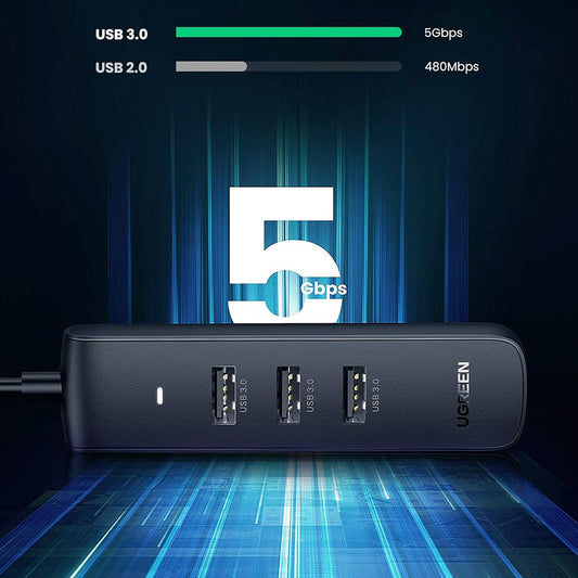 USB-C-hubb UGREEN CM416 (10916), 4 x USB-A 3.0, Svart