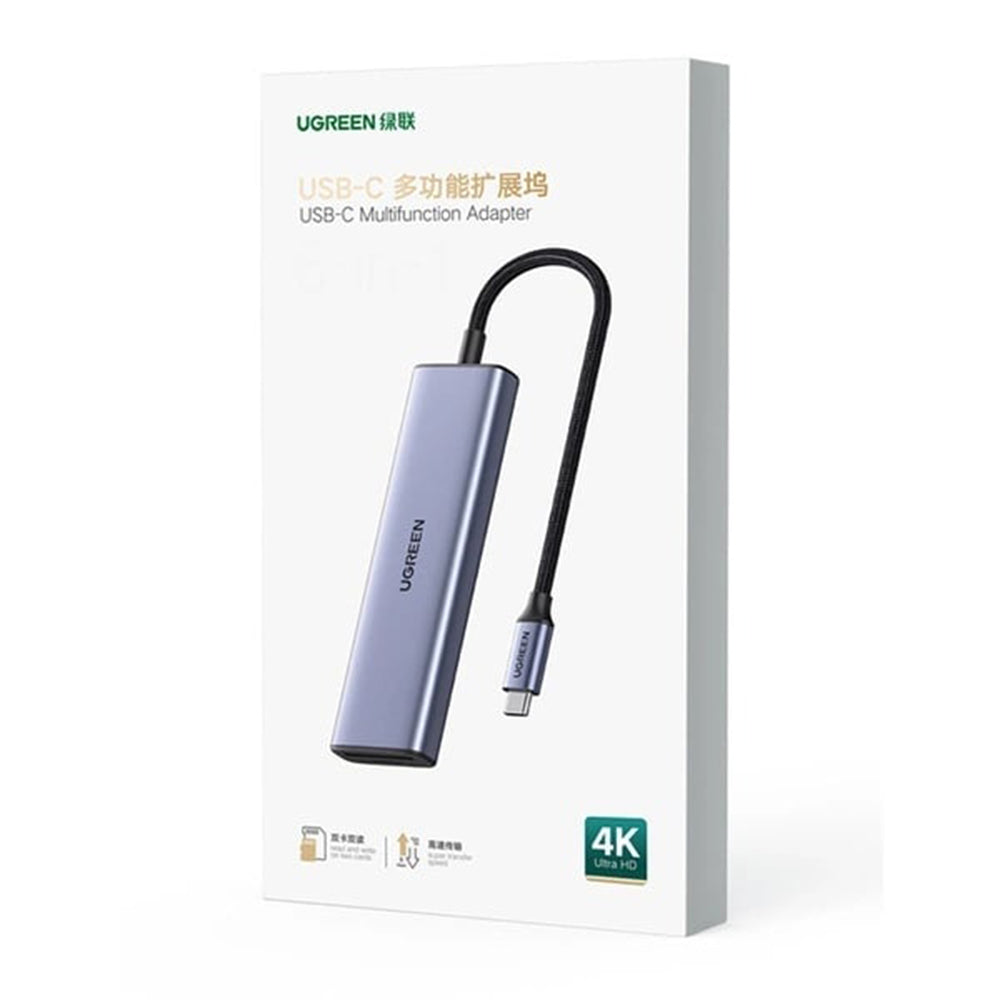 Hub USB-C UGREEN CM511 (20956A), 3 x USB-A 3.0 - 1 x HDMI - 1 x SD - 1 x microSD, Grå