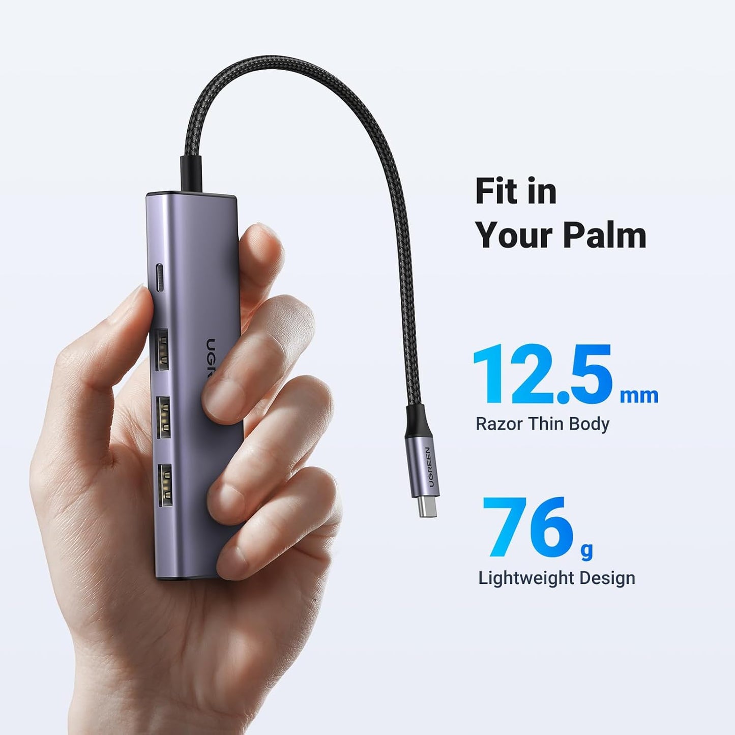 Hub USB-C UGREEN CM511, 3 x USB-A 3.0 - 1 x USB-C - 1 x HDMI, Grå