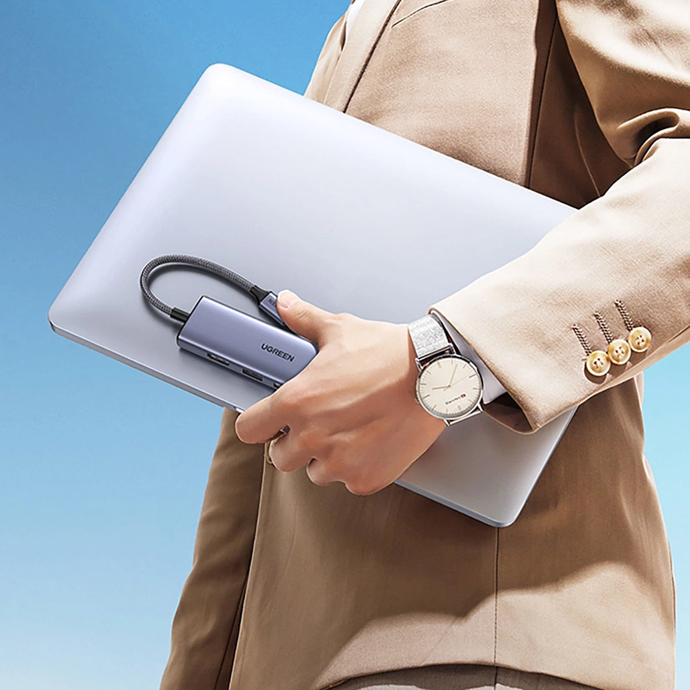 Hub USB-C UGREEN CM511 (20956A), 3 x USB-A 3.0 - 1 x HDMI - 1 x SD - 1 x microSD, Grå