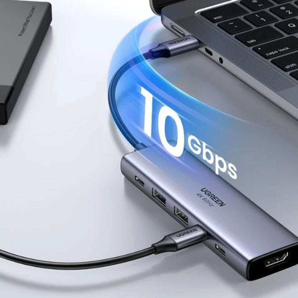 Hub USB-C UGREEN CM511 (35999), 2 x USB-A 3.2 - 3 x USB-C - 1 x HDMI, Grå