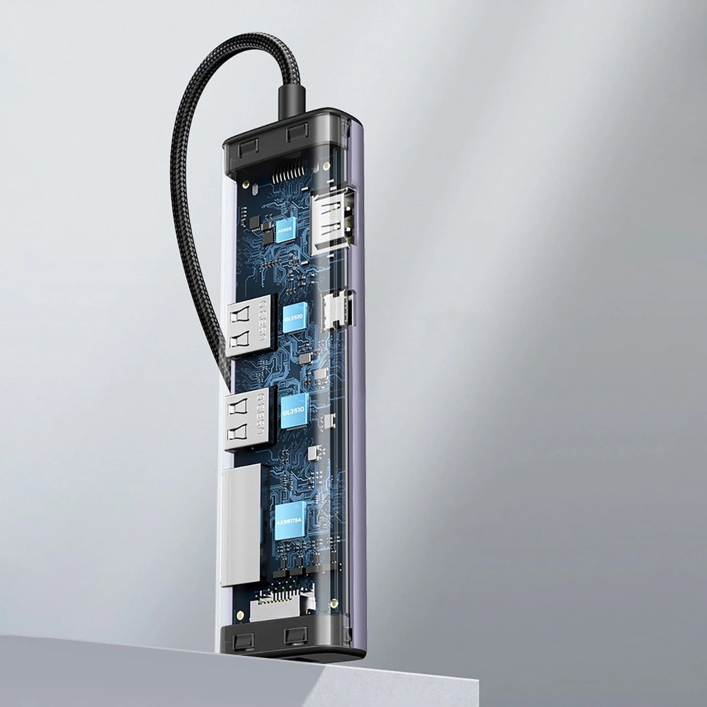 Hub USB-C UGREEN CM512 (90568), 2 x USB-A 3.0 - 1 x USB-C - 1 x HDMI - 1 x RJ45 - 1 x SD - 1 x microSD, Grå