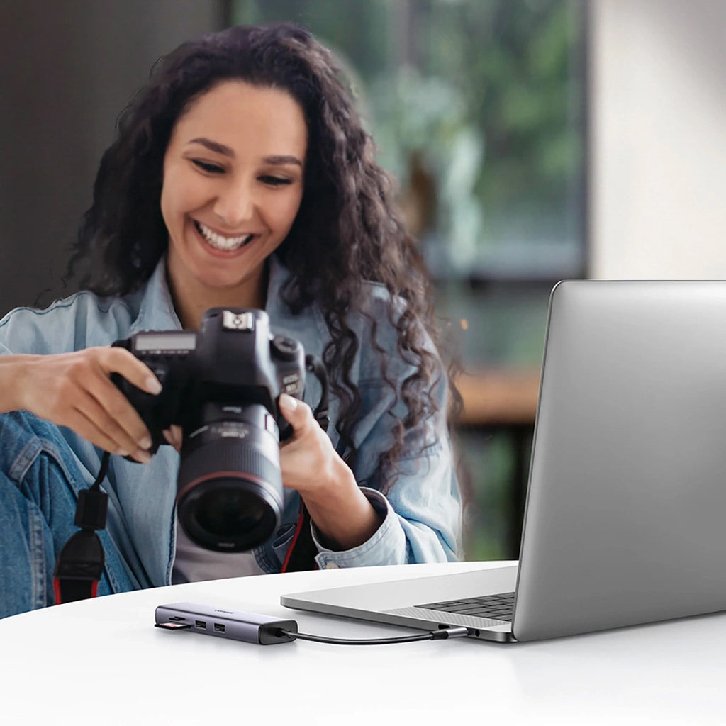 Hub USB-C UGREEN CM512 (90568), 2 x USB-A 3.0 - 1 x USB-C - 1 x HDMI - 1 x RJ45 - 1 x SD - 1 x microSD, Grå