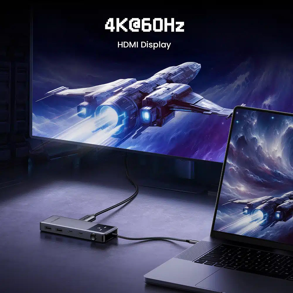 Hub USB-C UGREEN CM888 Uno, 2 x USB-A 3.2 - 3 x USB-C - 1 x HDMI, Grå