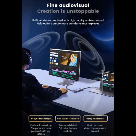 Hub USB-C UGREEN CM888 (45155) Uno, 6in1, Grå