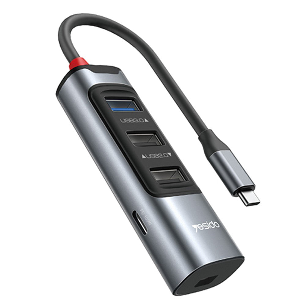 USB-C-hubb Yesido HB24, 5-i-1, Grå