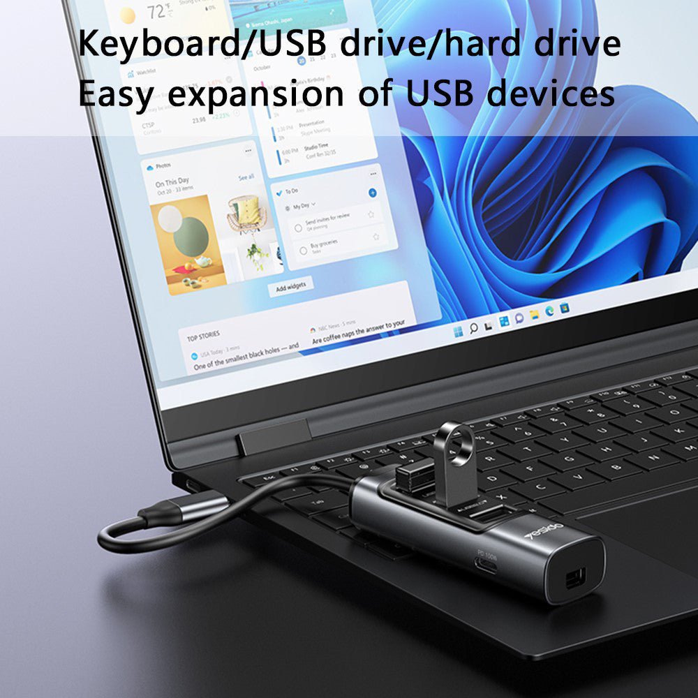 USB-C-hubb Yesido HB24, 5-i-1, Grå