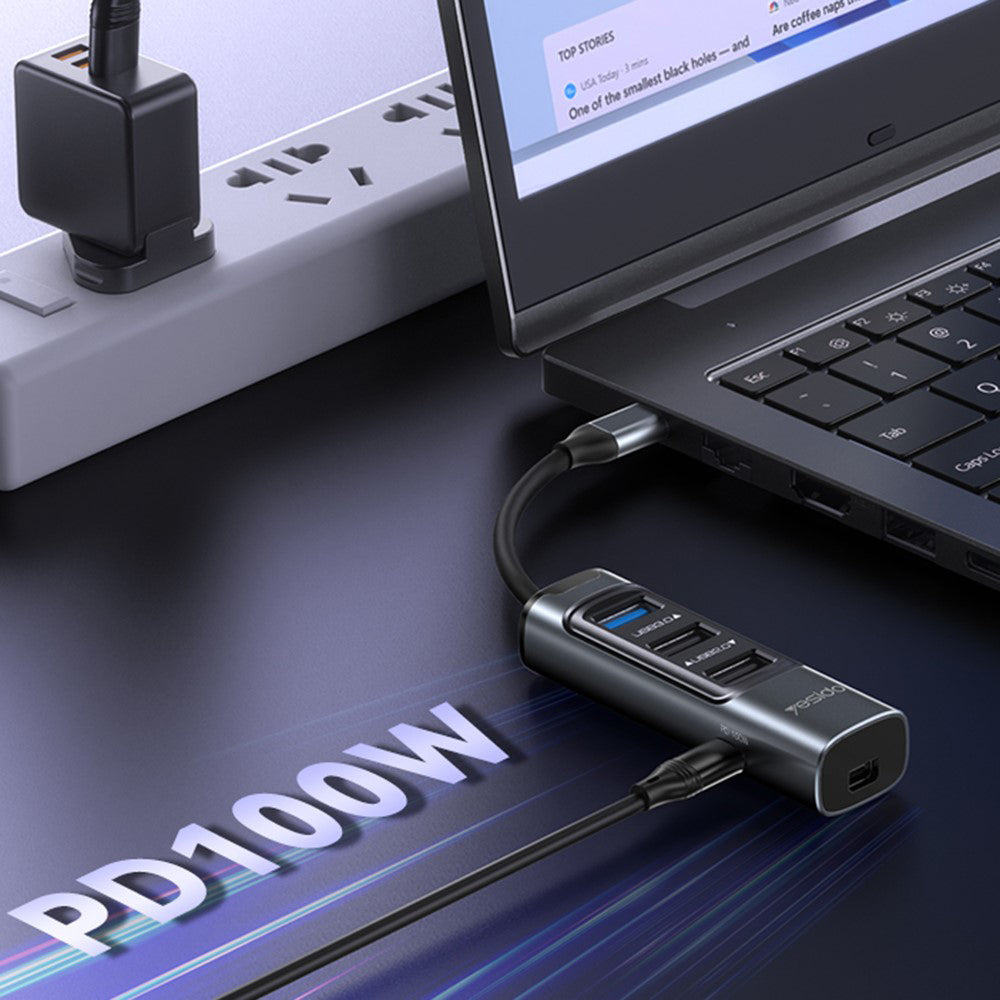 USB-C-hubb Yesido HB24, 5-i-1, Grå