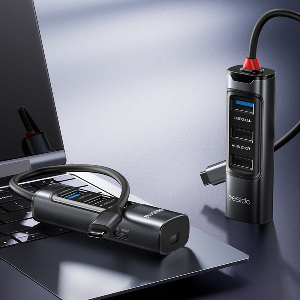 USB-C-hubb Yesido HB24, 5-i-1, Grå