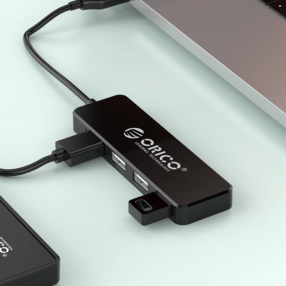 Hub USB Orico FL01, 4 x USB-A, Svart