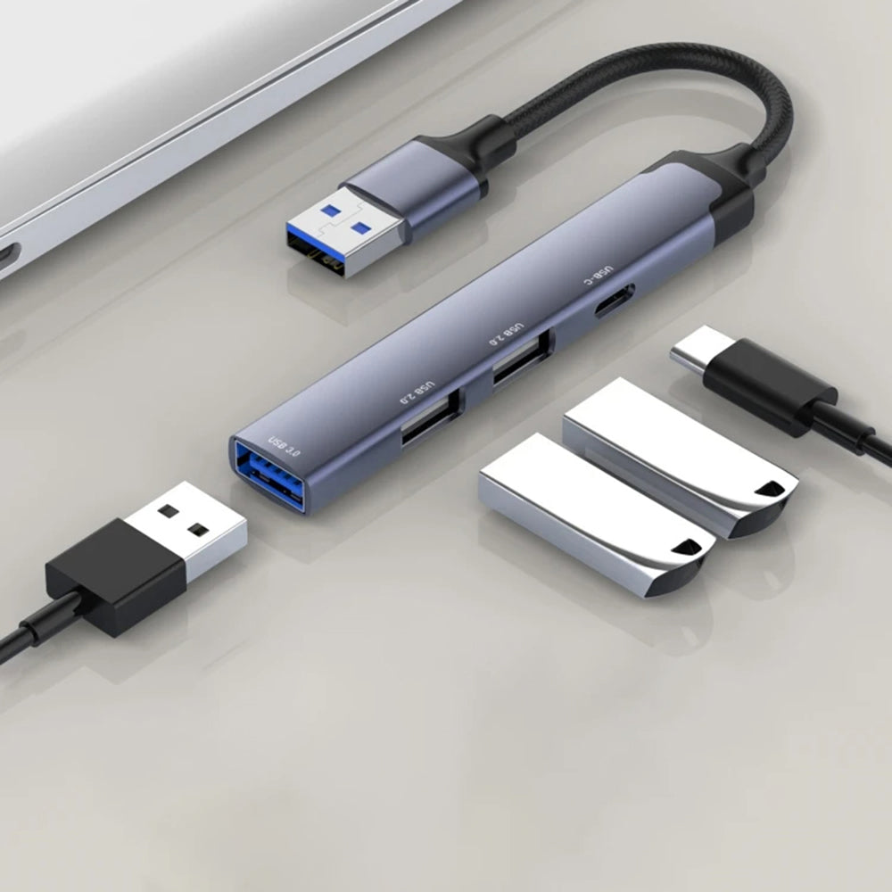 USB-hub Techsuit H19 PolarisBridge, 4in1, Grå Vit