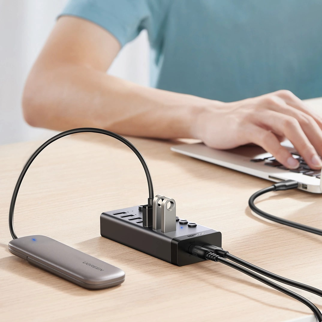 USB-hub UGREEN CM481, 7 x USB-A 3.0, Grå