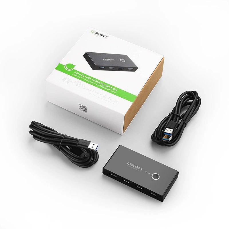 USB-switch UGREEN US216 (30768) Two Sharing Box, 4 x USB-A 3.0, Svart