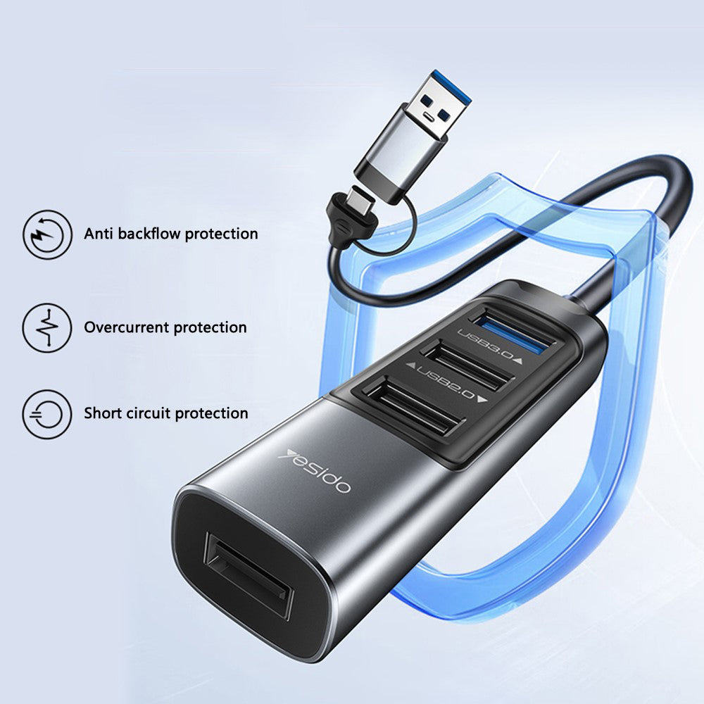 USB / USB-C-hubb Yesido HB20, 5in1, Grå