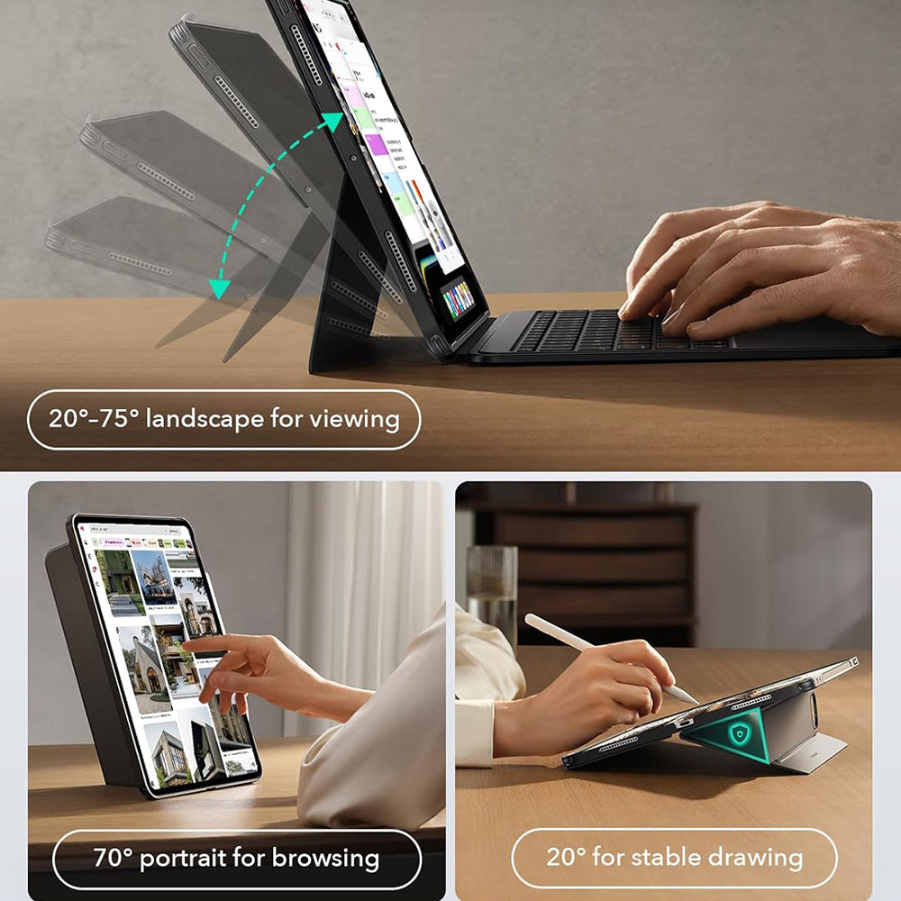 Fodral med tangentbord för Apple iPad (2025) / (2022), ESR, Shift, Grå