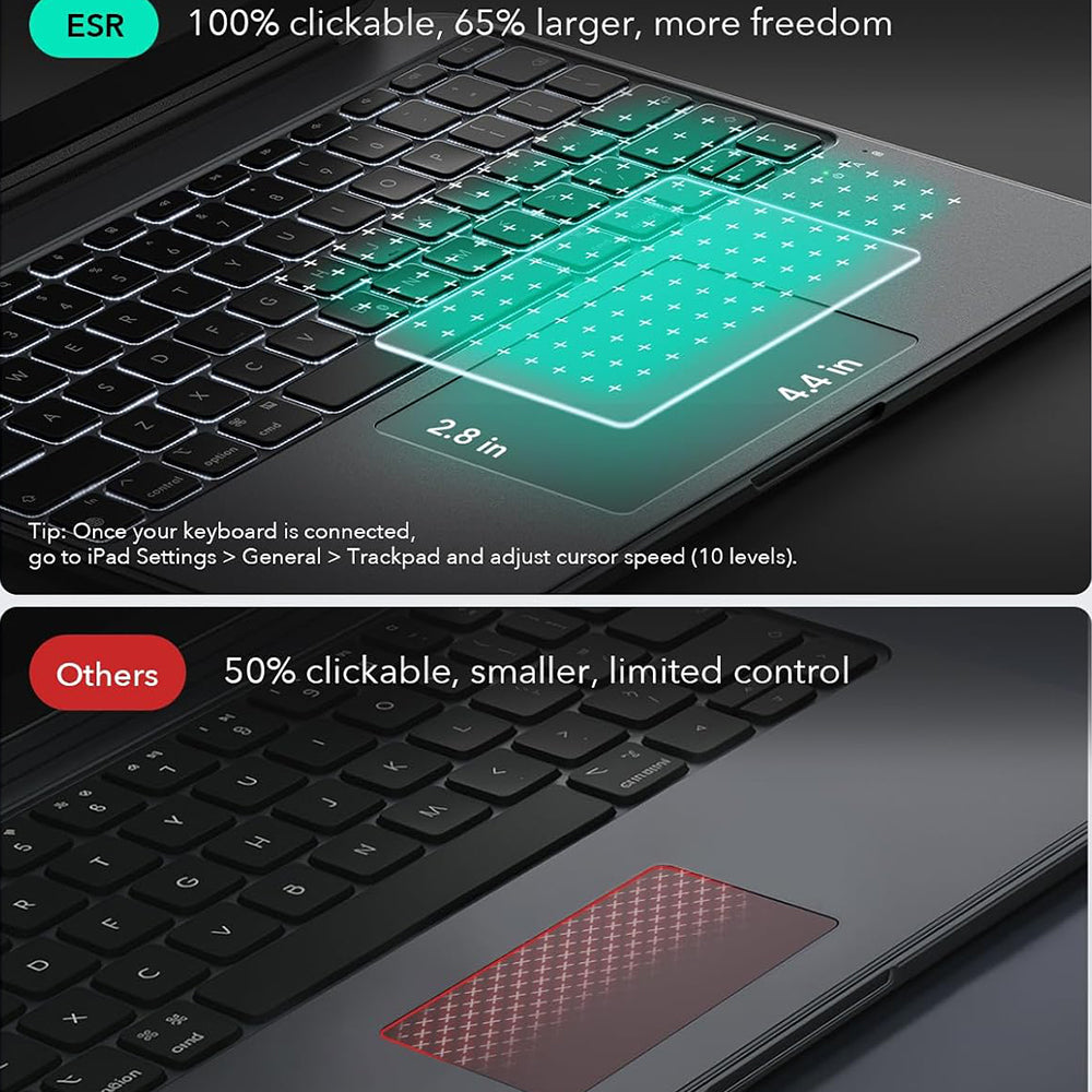Fodral med tangentbord för Apple iPad (2025) / (2022), ESR, Shift, Grå