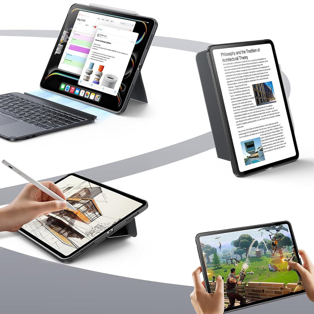 Fodral med tangentbord för Apple iPad (2025) / (2022), ESR, Shift, Grå